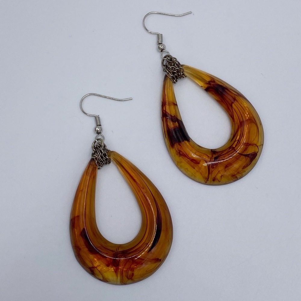 Tortoise Acrylic Oval Drop Earrings